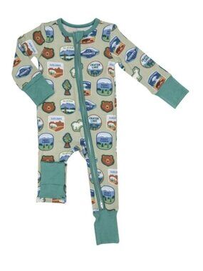 Angel Dear National Parks Patches West Bamboo Zippy Romper Pjs Pajamas 12-18M
